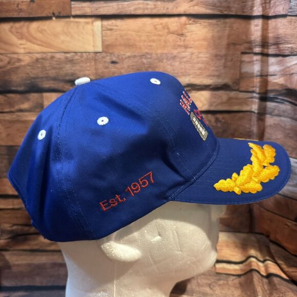 Halfway Co-Op Gin Hat Cap H & L Strapback Blue Halfway TX Cotton Bale USA Flag - Picture 2 of 7